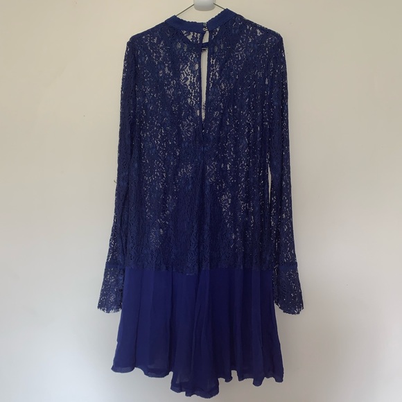 Free People dark blue lace sheer dress size M - Picture 4 of 11